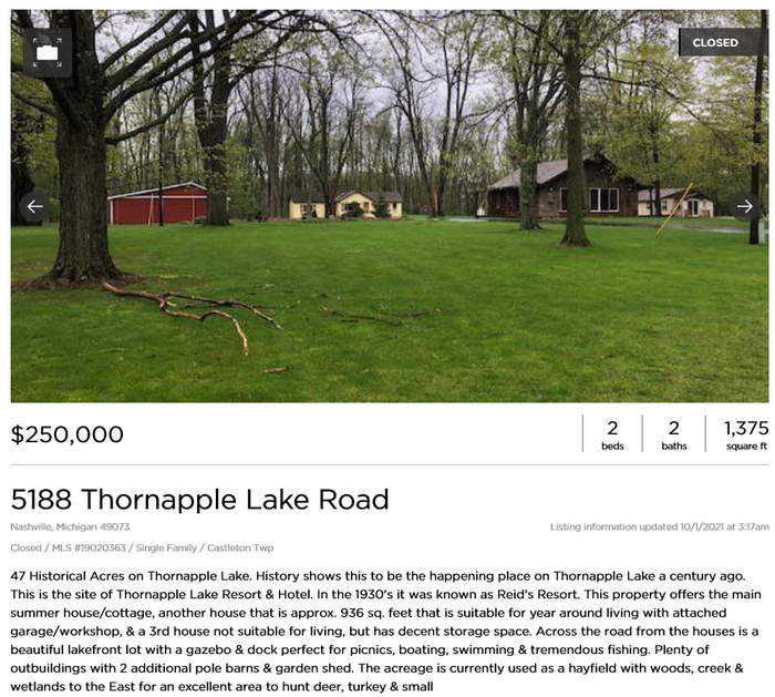 Reids Resort Thornapple Lake (Coles Landing) - From Real Estate Listing